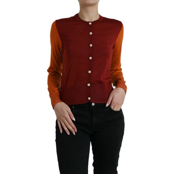 Dolce & Gabbana Multicolor Silk Crewneck Cardigan Women's Sweater